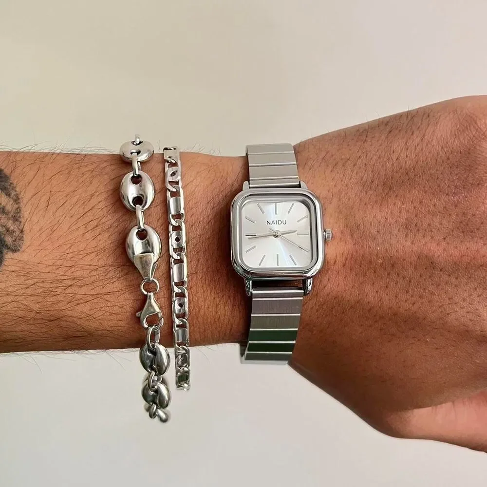 y2k style square stainless steel luxury watch